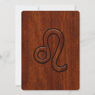 Leo Zodiac Sign in Mahogany wood style