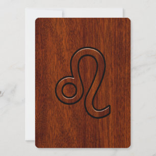 Leo Zodiac Sign in Mahogany wood style