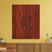 Leo Zodiac Sign in Mahogany wood style Canvas Afdruk (Insitu (Woonkamer))