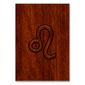 Leo Zodiac Sign in Mahogany wood style Kaart (Voorkant)