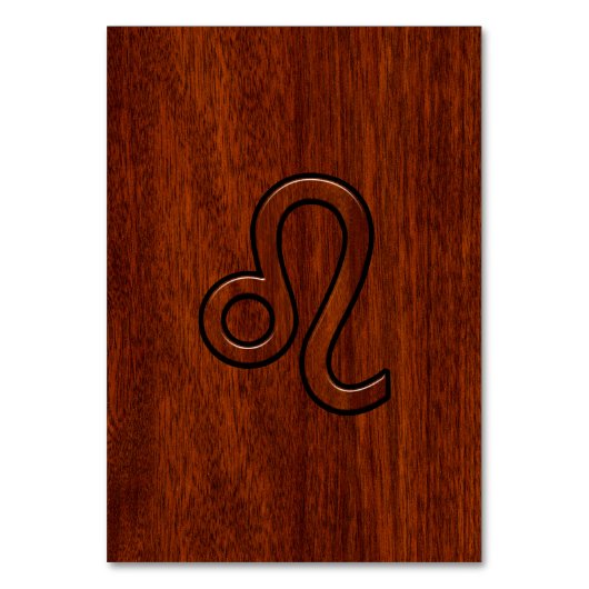 Leo Zodiac Sign in Mahogany wood style Kaart (Voorkant)