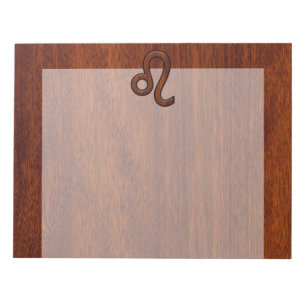 Leo Zodiac Sign in Mahogany wood style Notitieblok
