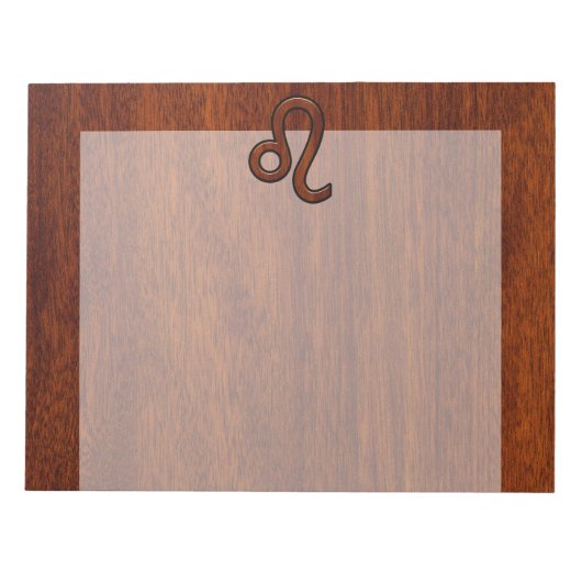 Leo Zodiac Sign in Mahogany wood style Notitieblok (Voorkant)