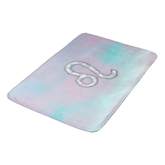 Leo Zodiac Sign in Moeder Pearl Style Print Badmat (Gekanteld)