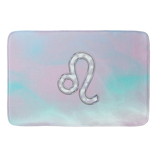 Leo Zodiac Sign in Moeder Pearl Style Print Badmat (Voorkant)