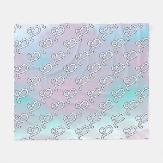 Leo Zodiac Sign in Moeder Pearl Style Print Fleece Deken (Voorkant (Horizontaal))