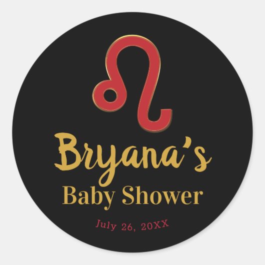 LEO Zodiac Sign Juli Astrology Baby shower Ronde Sticker (Voorkant)