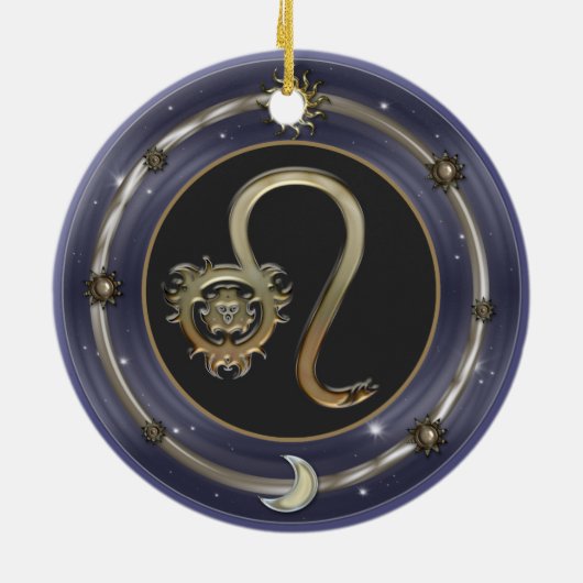 Leo Zodiac Sign Keramisch Ornament (Achterkant)