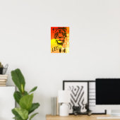 LEO Zodiac Sign ~ Lion Face and Sunset Poster (Thuiskantoor)