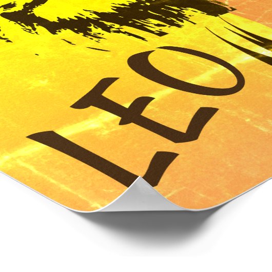 LEO Zodiac Sign ~ Lion Face and Sunset Poster (Hoek)