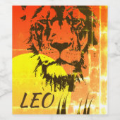 LEO Zodiac Sign ~ Lion Face and Sunset Wijn Etiket (Enkel label)