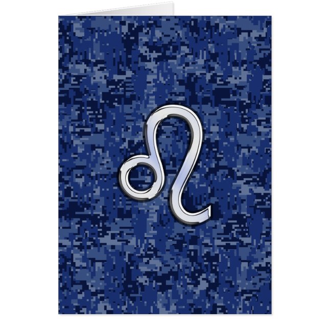 Leo Zodiac Sign on Blue Digital Camouflage (Voorkant)