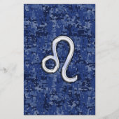Leo Zodiac Sign on Blue Digital Camouflage Briefpapier (Voorkant)