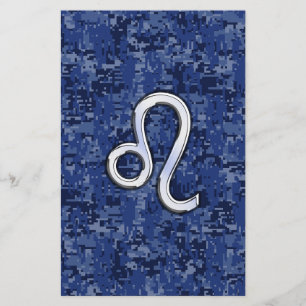 Leo Zodiac Sign on Blue Digital Camouflage Briefpapier