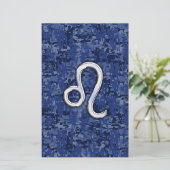 Leo Zodiac Sign on Blue Digital Camouflage Briefpapier (Staand voorkant)