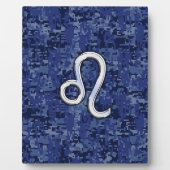 Leo Zodiac Sign on Blue Digital Camouflage Fotoplaat (Voorkant)