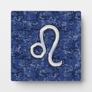 Leo Zodiac Sign on Blue Digital Camouflage Fotoplaat
