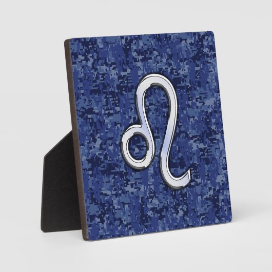 Leo Zodiac Sign on Blue Digital Camouflage Fotoplaat (Voorkant)