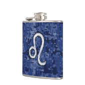Leo Zodiac Sign on Blue Digital Camouflage Heupfles (Links)