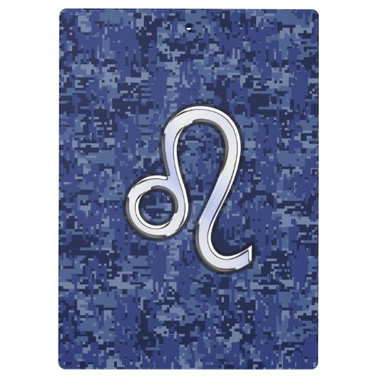 Leo Zodiac Sign on Blue Digital Camouflage Klembord (Achterkant)