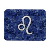 Leo Zodiac Sign on Blue Digital Camouflage Magneet (Horizontaal)