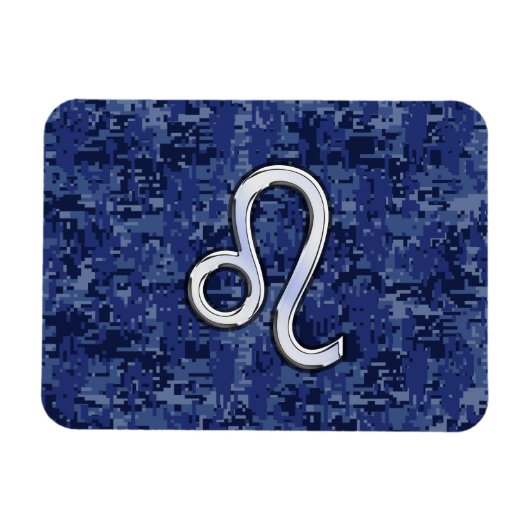 Leo Zodiac Sign on Blue Digital Camouflage Magneet (Horizontaal)