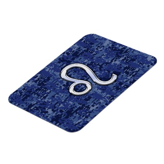 Leo Zodiac Sign on Blue Digital Camouflage Magneet (Linkerzijde)