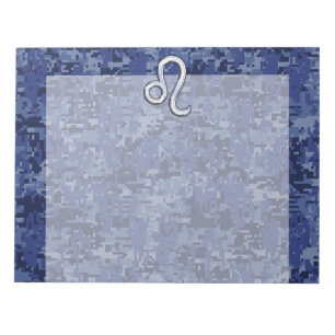 Leo Zodiac Sign on Blue Digital Camouflage Notitieblok