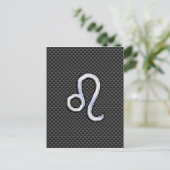 Leo Zodiac Sign on Charcoal Carbon Fiber Print Briefkaart (Staand voorkant)