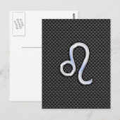 Leo Zodiac Sign on Charcoal Carbon Fiber Print Briefkaart (Voorkant / Achterkant)