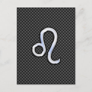 Leo Zodiac Sign on Charcoal Carbon Fiber Print Briefkaart