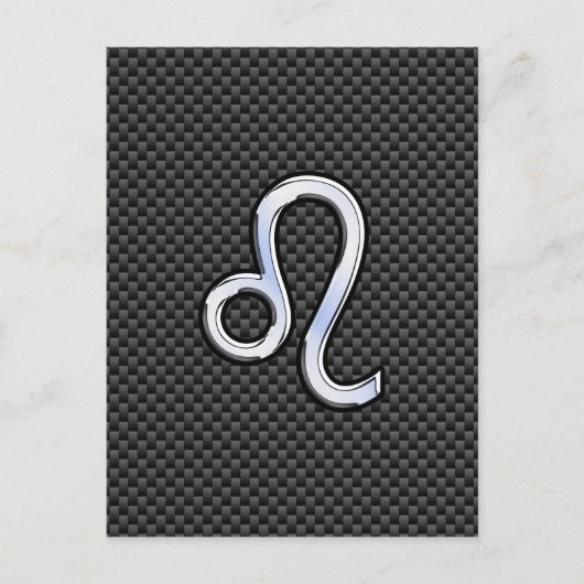 Leo Zodiac Sign on Charcoal Carbon Fiber Print Briefkaart (Voorkant)