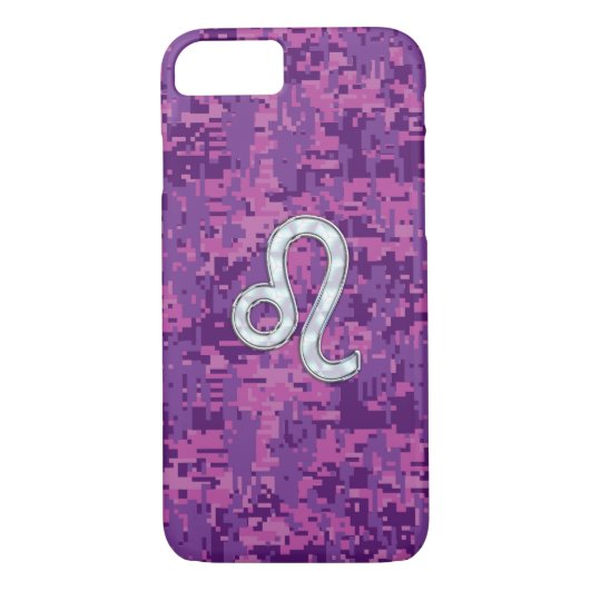 Leo Zodiac Sign on Fuchsia Camouflage Case-Mate iPhone Case (Achterkant)