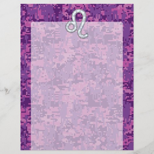 Leo Zodiac Sign on Fuchsia Digital Camouflage (Voorkant)