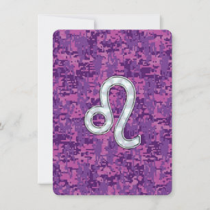 Leo Zodiac Sign on Fuchsia Digital Camouflage