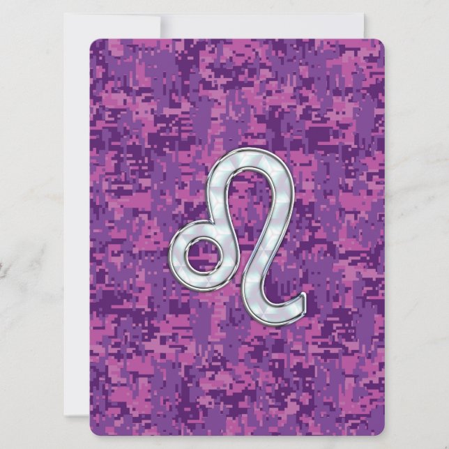 Leo Zodiac Sign on Fuchsia Digital Camouflage (Voorkant)