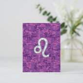 Leo Zodiac Sign on Fuchsia Digital Camouflage Briefkaart (Staand voorkant)