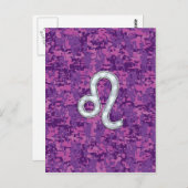 Leo Zodiac Sign on Fuchsia Digital Camouflage Briefkaart (Voorkant / Achterkant)