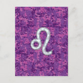 Leo Zodiac Sign on Fuchsia Digital Camouflage Briefkaart (Voorkant)