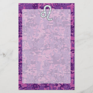 Leo Zodiac Sign on Fuchsia Digital Camouflage Briefpapier