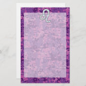 Leo Zodiac Sign on Fuchsia Digital Camouflage Briefpapier (Voorkant / Achterkant)