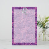 Leo Zodiac Sign on Fuchsia Digital Camouflage Briefpapier (Staand voorkant)