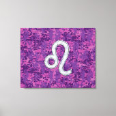 Leo Zodiac Sign on Fuchsia Digital Camouflage Canvas Afdruk (Voorkant)