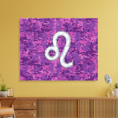 Leo Zodiac Sign on Fuchsia Digital Camouflage Canvas Afdruk (Insitu (Woonkamer))
