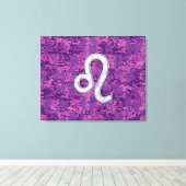 Leo Zodiac Sign on Fuchsia Digital Camouflage Canvas Afdruk (Insitu (Houten vloer))