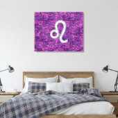 Leo Zodiac Sign on Fuchsia Digital Camouflage Canvas Afdruk (Insitu (Slaapkamer))