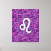 Leo Zodiac Sign on Fuchsia Digital Camouflage Canvas Afdruk (Voorkant)