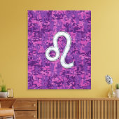 Leo Zodiac Sign on Fuchsia Digital Camouflage Canvas Afdruk (Insitu (Woonkamer))
