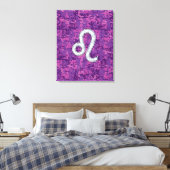 Leo Zodiac Sign on Fuchsia Digital Camouflage Canvas Afdruk (Insitu (Slaapkamer))