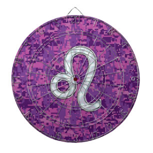 Leo Zodiac Sign on Fuchsia Digital Camouflage Dartbord
